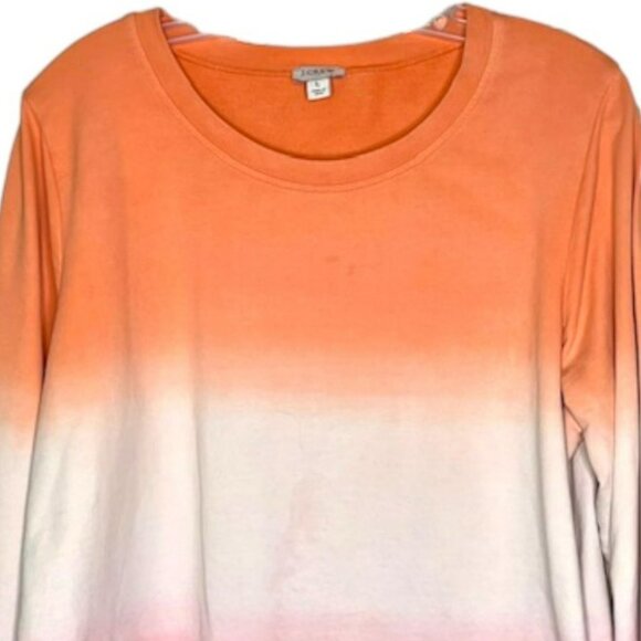 J. Crew Dip-Dyed Ombré Crew Neck 100% Cotton Sweatshirt - Orange/White - L - Picture 3 of 8